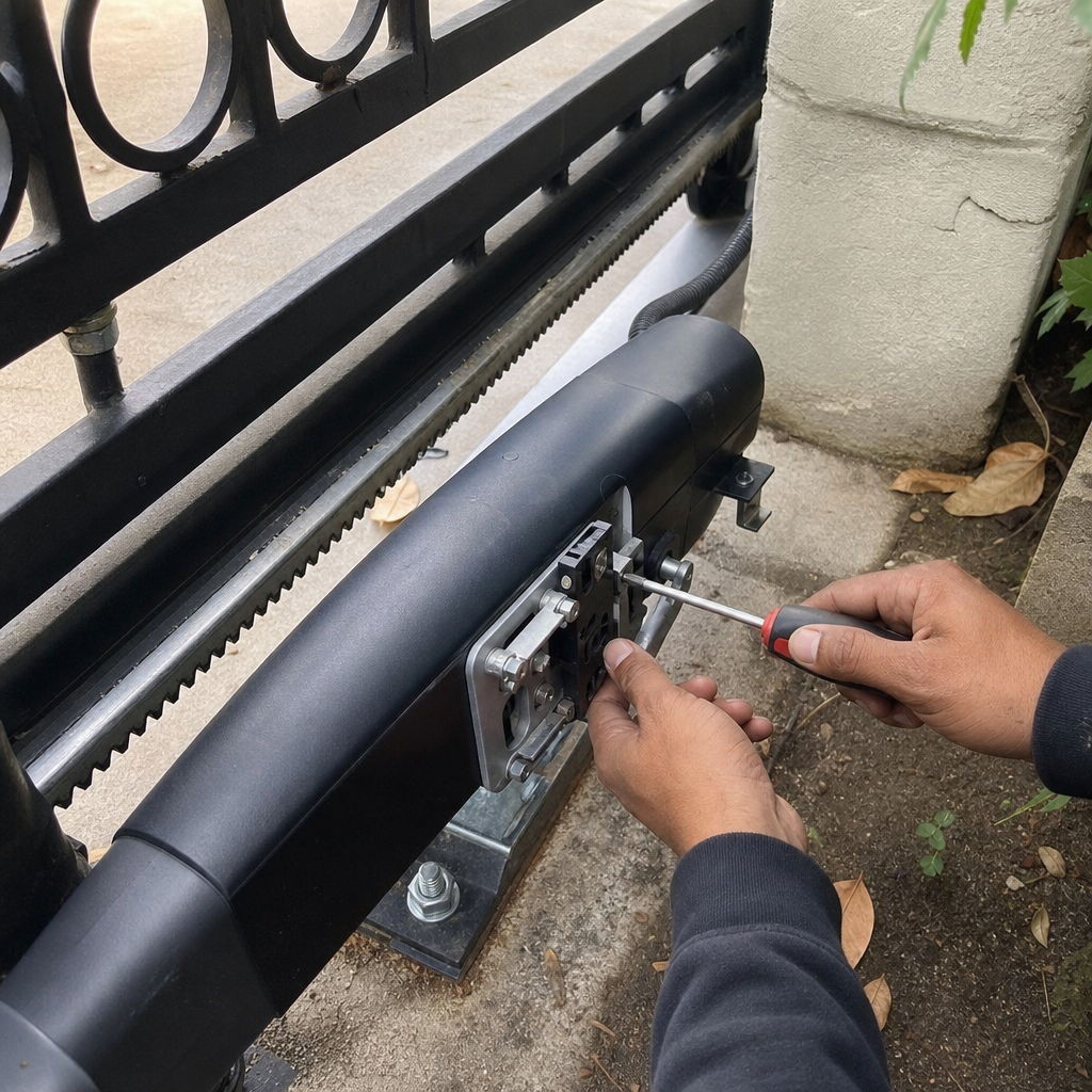 Gate motor and opener repair with screwdriver